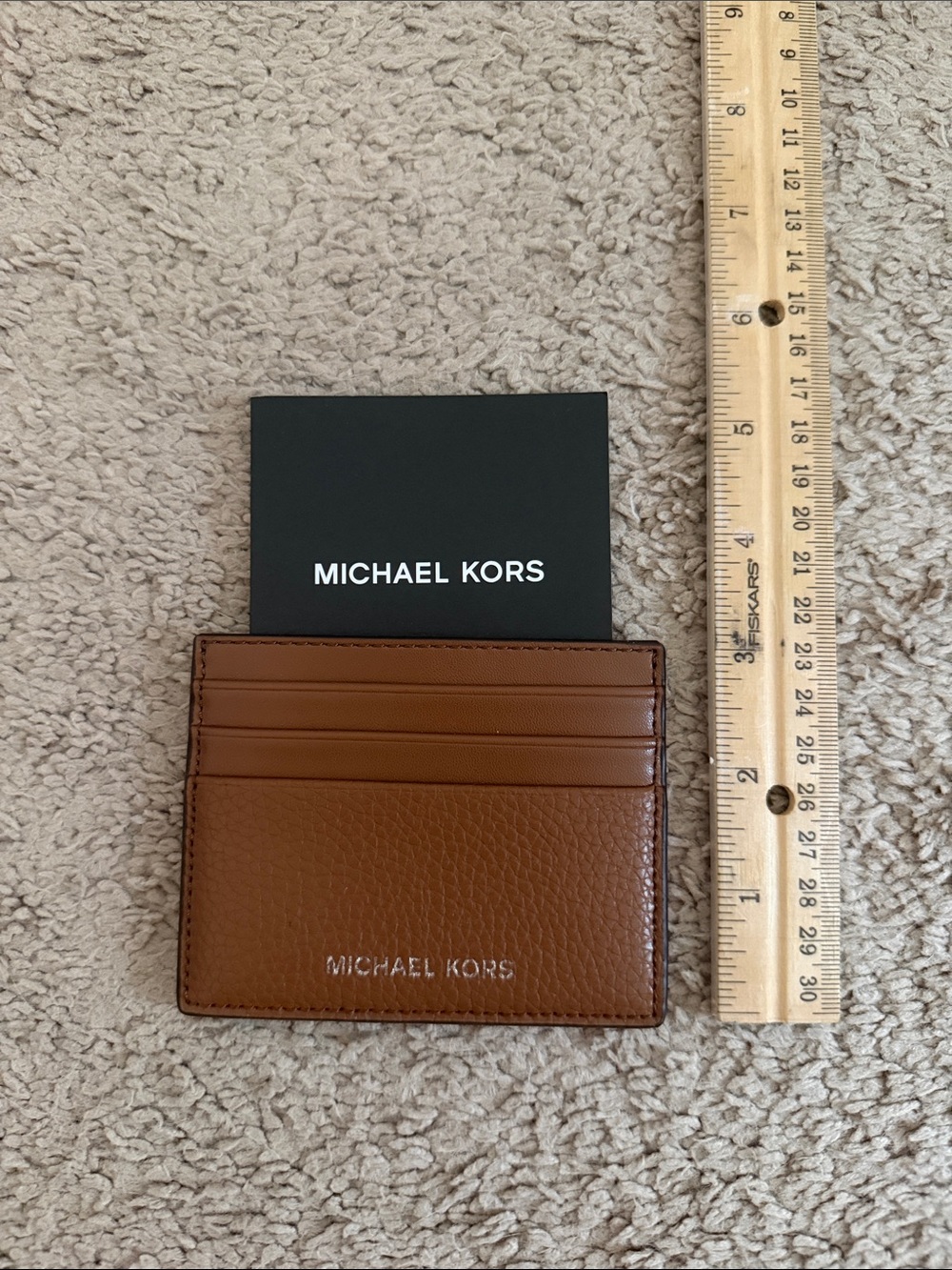 Michael Kors Tan Brown Leather Slim Card Wallet